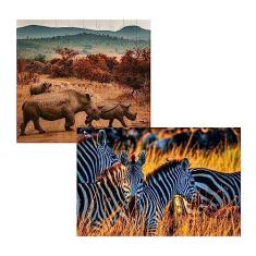 Imagem de Kit 2 Quebra-cabeças Atividades para Mente Animais da Savana Africana 24 peças