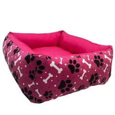 Imagem de Cama para Cães e Gatos CamaPet Pata Osso Rosa Tamanho M