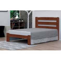 Imagem de Cama De Casal Luna De Madeira Maciça Angelim Pedra/Tauari - Cor Castan