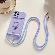 Imagem de Caso de anel de cartão de cordão de lente deslizante para Samsung S23 S22 Ultra Plus A52 A72 A22 A32 A12 A51 A13 A23 A53 A73 A71 Capa, roxo, para A23