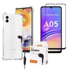 Imagem de Kit para Galaxy A05 - Capa Transparente + Pelicula 3D + Fone com fio p