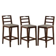 Imagem de Conjunto 3 Banqueta Madeira Maciça Denver Capuccino