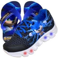 Imagem de Tenis Masculino De Led Sonic Personagem Luzinha + Chinelo - Vick Kids,