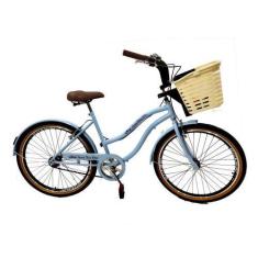 Imagem de Bicicleta Aro 26 Retrô Vintage Adulto Cesta Plástica Azul Bb - Maria C