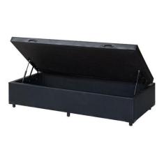 Imagem de Cama Box Baú Solteirão King Blindado Sintético Preto 203X96X44 Cm - im