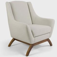 Imagem de Poltrona Decorativa Sala de Estar Base de Madeira Naomi Algodão - Gran Belo