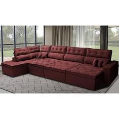 Imagem de Sofá de Canto 4,80x2,36m Retrátil e Reclinável com Molas Cama Inbox Platinum Esquerdo Suede Vinho