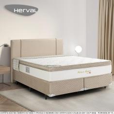 Imagem de Cama Box com Cabeceira Herval Queen Pallace Bambu, 71x158x198 cm, Molas Ensacadas