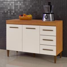 Imagem de Balcão De Cozinha Com Tampo 2 Portas 3 Gavetas Virtus Nature/off White
