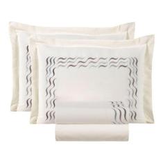 Imagem de Jogo De Cama Lençol Sorrento King Bordado 4 Pçs - Palha - Casa Show En