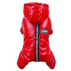 Imagem de Izefia Casaco para cães à prova de vento, casaco para clima frio, 4 pernas, quente, para cães, roupas grossas de inverno, casaco à prova de neve, casaco de algodão para cães pequenos, médio, gato,