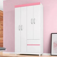Imagem de Guarda Roupa Vicenza Branco/Rosa