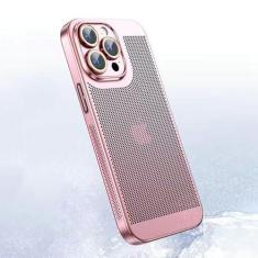 Imagem de Capa de telefone com dissipação de calor revestida para iPhone 14 15 13 12 11 Pro Max 13 12 Mini X XS XR 7 8 Plus Capa dura de resfriamento respirável, ouro rosa, para iPhone 12 Mini