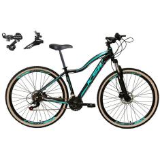 Imagem de Bicicleta Feminina Aro 29 Ksw Mwza Alumínio 24v Câmbios Shimano Freio a Disco Garfo Suspensão - Preto/Azul