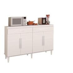 Imagem de Balcao Cozinha Madri 4 Portas + 2 Gavetas Cor Branco Brilho - Trin.