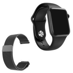 Imagem de Relógio Smartwatch W58 Preto Android Ios + 1 Pulseira Extra De Aço