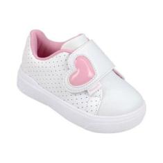 Imagem de Tênis Infantil Pampili Yumi Branco e Rosa Coração 721.011-Feminino