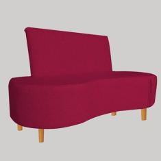 Imagem de Sofá Curvo 2 Lugares Feijão Forma Orgânica Pes Palito Vermelho