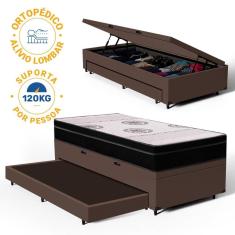 Imagem de Cama Box Baú com Colchão de Espuma Pillow In Orthoplus + Auxiliar Unique Solteiro 88cm