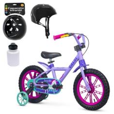 Imagem de Bicicleta Caloi Aro 14 Menina Unicórnio + Squeeze e Capacete - Nathor