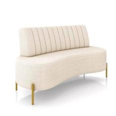 Imagem de Sofá 2 Lugares Living 135cm Pé Ferro Dourado Maraú Bouclê K01 - D\`rossi Cor Creme