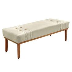 Imagem de Recamier Decorativo 160cm Kors Veludo Pés De Madeira Bege G63 - Gran B