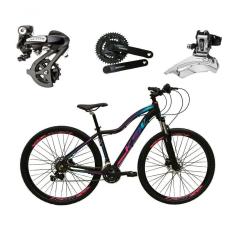 Imagem de Bicicleta Aro 29 Ksw Mwza Feminina Shimano Altus 24v Freios Hidráulicos Garfo Com Trava - Preto/pink/azul Tam.15