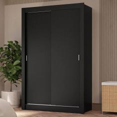 Imagem de Guarda-Roupa Solteiro 2 Portas Correr 4 Gavetas Preto