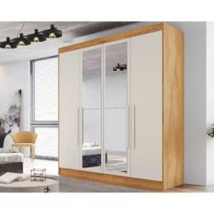 Imagem de Guarda Roupa Solteiro 3 Gavetas e 4 Portas c/2 Espelho Nantes Peroba/O