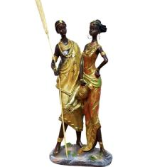 Imagem de Escultura Decorativa Resina Casal Africanos 30cm Altura