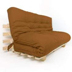 Imagem de Sofa Cama Futon Oriental King Caramelo Madeira Maciça Pinus Natural Se
