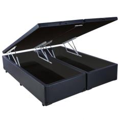 Imagem de Cama Box Casal Bipartido com Baú Sonnoforte Corino Preto  - 138x188