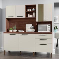 Imagem de Armário De Cozinha Compacta Mega Nogueira/Off White 7 Portas 2 Gavetas