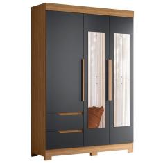 Imagem de Guarda Roupa Solteiro 3 Portas Com Espelho Vivacce Nature Titanium Albatroz