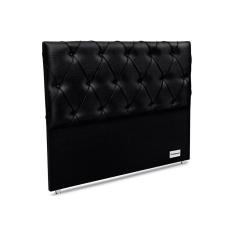 Imagem de Painel de Cama Box Estofada Murat Facto Black Casal - Courano Preto - Ortobom