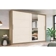 Imagem de Guarda Roupa Casal 2 Portas De Correr E 4 Gavetas C- Espelho Palace Rústico-off White