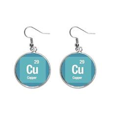Imagem de Brinco feminino com pingente de prata e elemento químico de cobre