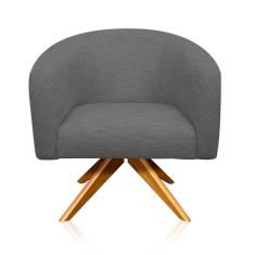 Imagem de Poltrona Giratória Stella Corano Nozes com Linho  A26 Base Madeira MA30 D'Rossi