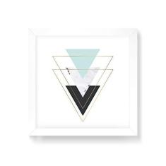 Imagem de Arte Maníacos Quadro Decorativo Triangulos Para Baixo Verde - 50x50cm (Moldura em laca )