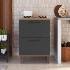 Imagem de Balcão 80cm 2 Gavetas Isabelle Freijó/grafite