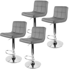 Imagem de Kit 4 Banquetas Gomos para Cozinha 3-35 - Riverside, Cinza