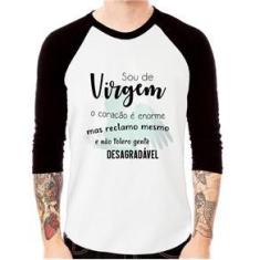 Imagem de Camiseta Raglan Sou De Virgem Manga 3/4 - Foca Na Moda