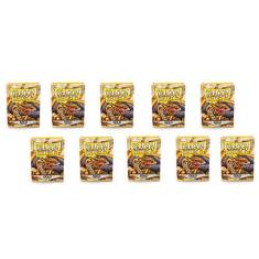Imagem de 10 Packs Dragon Shield Matte Gold Standard Size 100 ct Card Sleeves Display Case