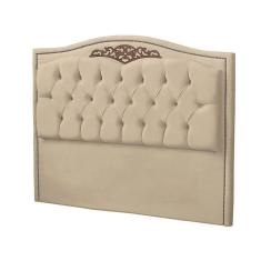 Imagem de Cabeceira Casal Queen Estofada Para Cama Box Maitê Veludo Bege