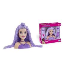 Imagem de Boneca Barbie Mini Busto Cabelo Lã Colorido Roxo Brinquedo 1214 Origin