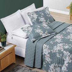 Imagem de Colcha Cama Floral Casal 7 Peças Lençol E Fronhas Primavera - Enxoval