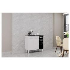 Imagem de Balcão De Cozinha Ambiente Isadora Branco Preto - Poquema - Poquema In