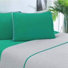 Imagem de Jogo De Cama Malha Lençol 100% Algodão Urbano 4 Peças King Verde Jade-mescla