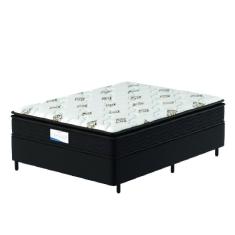 Imagem de Cama Box Colchão Casal Molas Ensacadas Granville Pillow Top 138x188x66cm Marrom / Branco Probel - Suporta até 110kg por Pessoa