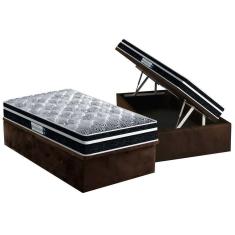 Imagem de Cama Box Baú Solteiro: Colchão Ortopédico Prodormir Advanced Tech1500 Plus + Base Crc Suede Brown